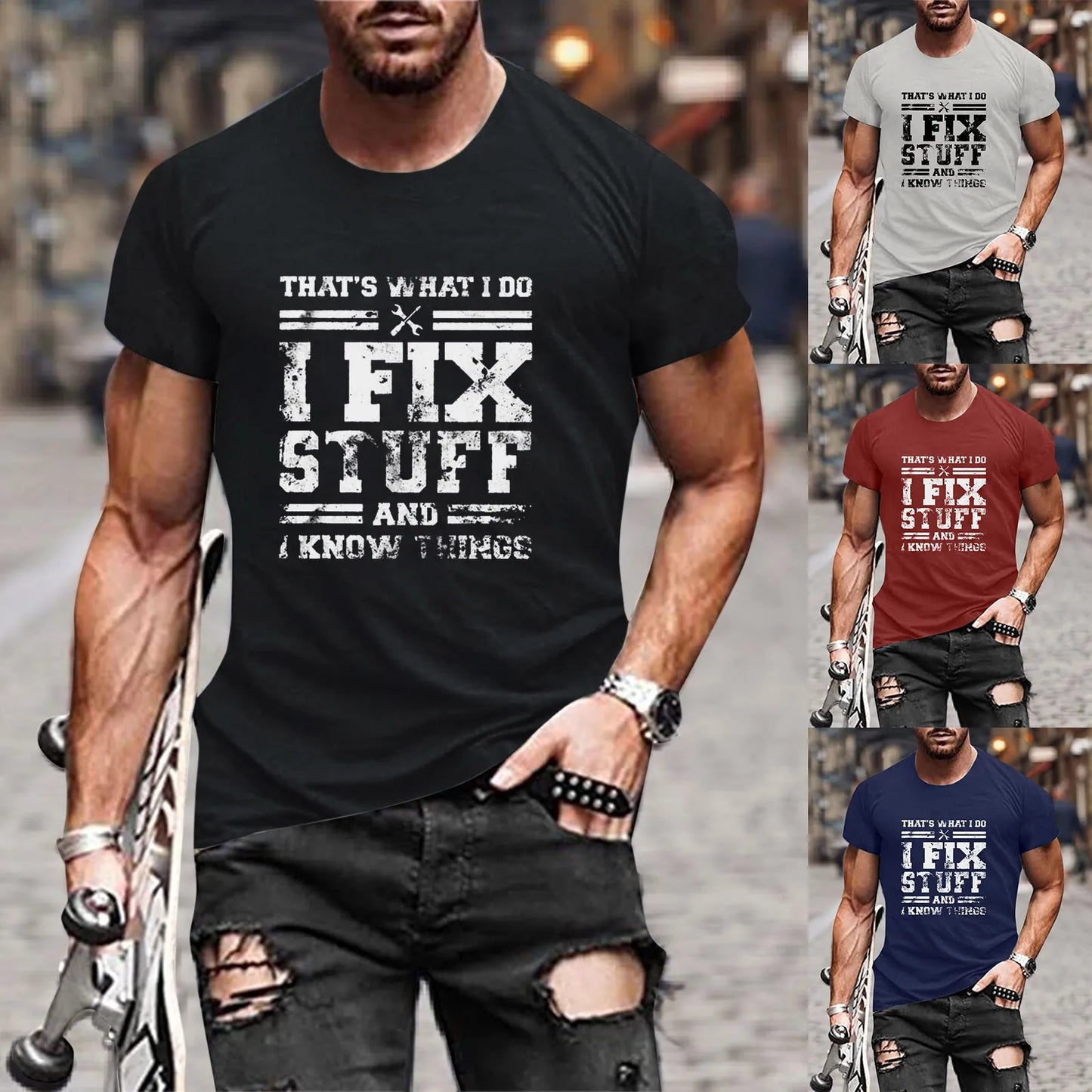 Camisetas de manga corta para hombre, verano 2024, tallas grandes, deportivas, fitness, estampado de letras, playeras para hombres, ropa de calle con cuello redondo para hombre