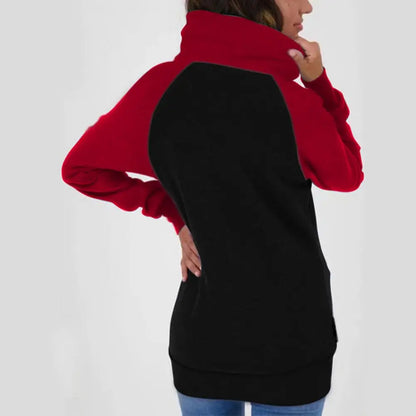 Sudadera con capucha térmica de retazos para mujer, sudadera de invierno con cremallera de forro polar para mujer, cálida protección para el cuello, sudadera con capucha informal suave de otoño, ropa para mujer, Envío 0.00 $.