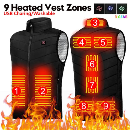 Chaleco calefaccionado de 9/13 áreas para hombre y mujer, chaqueta calefactable de invierno con USB, chaleco térmico con calefacción automática, chaqueta de plumón calefactora, chaleco Warmte.Envío 0.00 $.