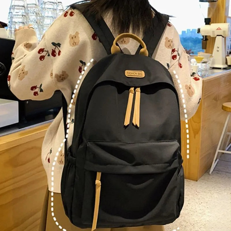 Mochila de ocio para mujer, nueva mochila de gran capacidad, para estudiantes, estilo japonés simplificado, estilo Harajuku, sólida, para adolescente