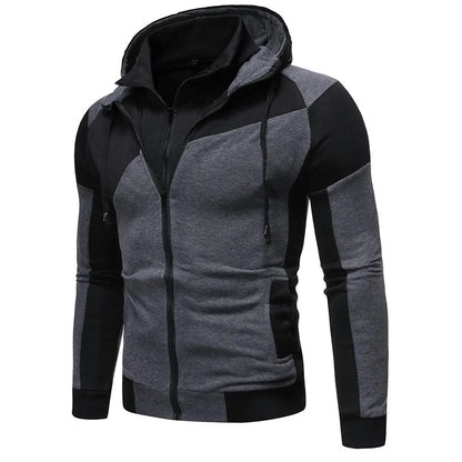 Sudaderas con capucha para hombre Chaqueta slim fit con capucha con cremallera Abrigos de patchwork Hombre Solid Thicken Sudadera cálida Ropa casual al aire libre para hombre Tops