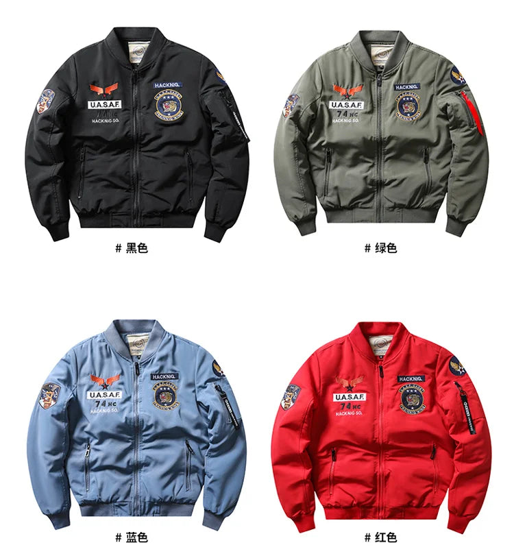 Chaqueta de Bombardero MA1 Air Force para Hombre | Estilo Militar | Abrigo Grueso de Invierno | Nueva Llegada en Verde, Azul y Caqui | Envío Gratis en **FLIPISHOP.COM*