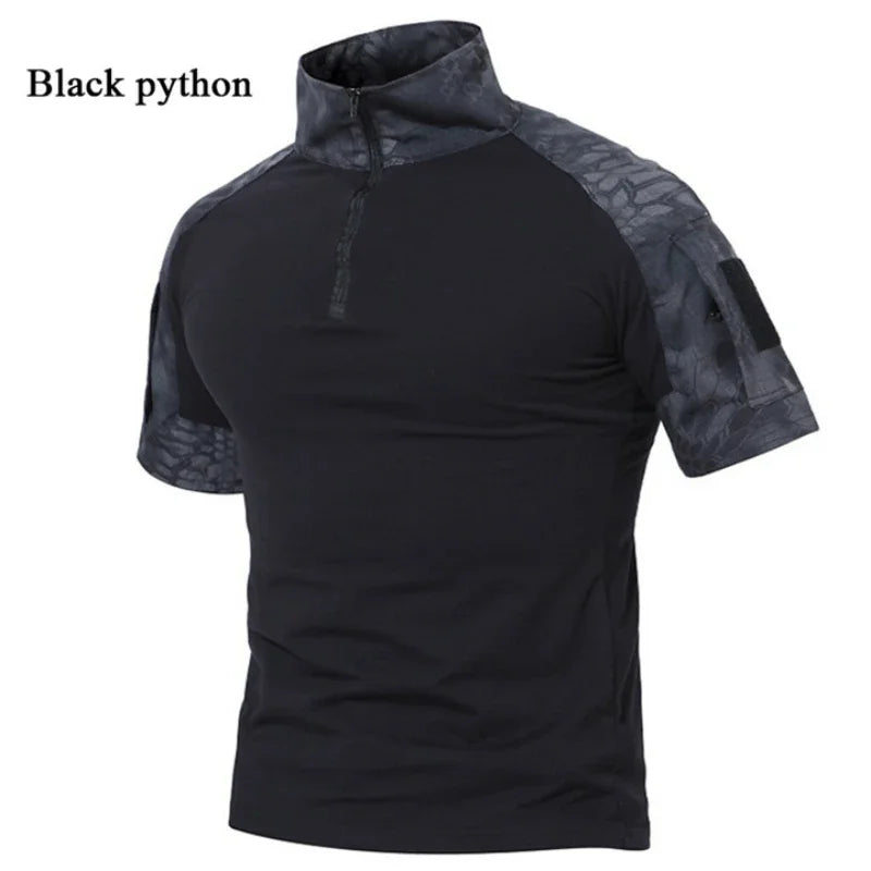 Camisetas tácticas para hombre, camisetas deportivas para exteriores, camisetas militares de secado rápido, camisa de manga corta, senderismo, caza, ropa de combate del ejército para hombre, transpirable