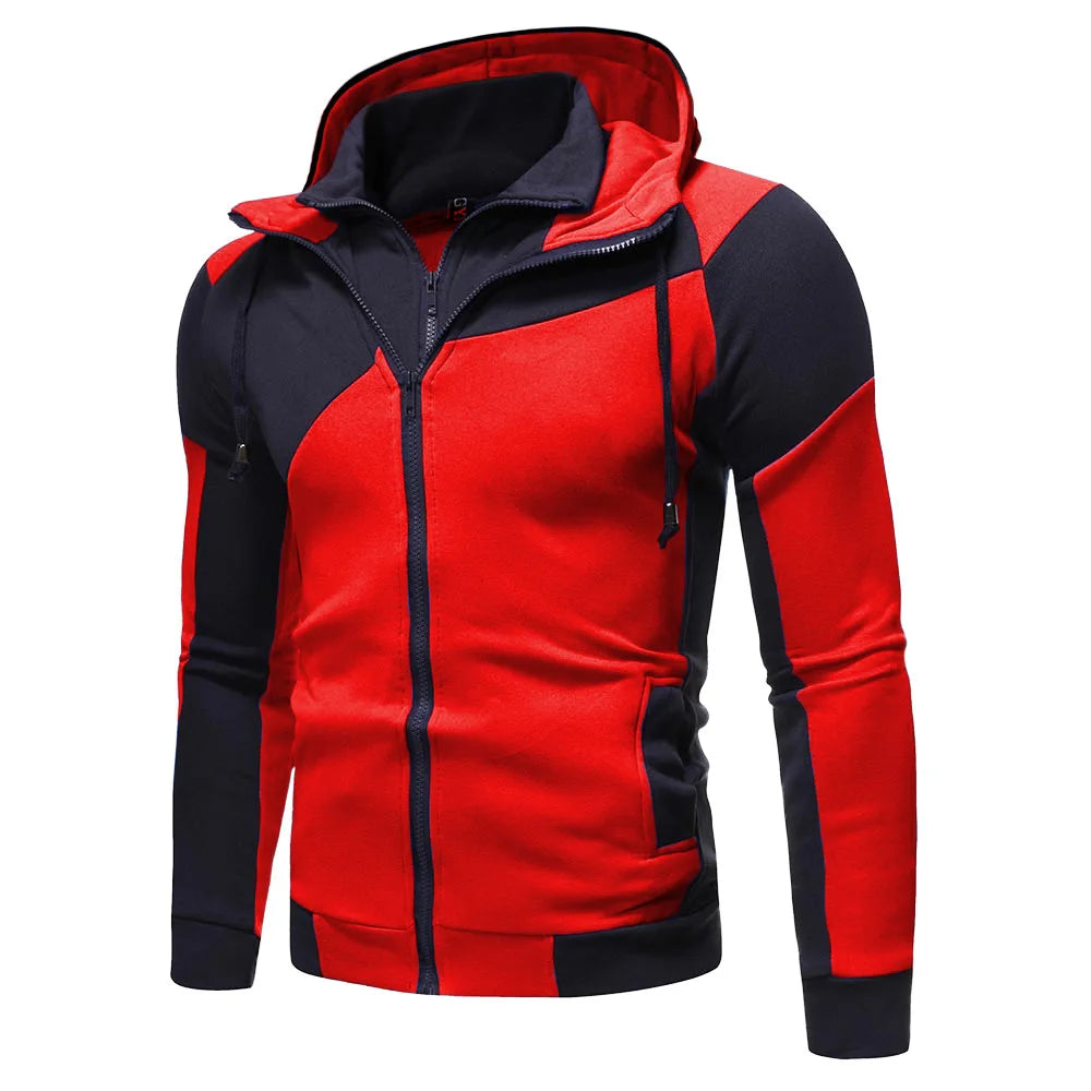 Sudaderas con capucha para hombre Chaqueta slim fit con capucha con cremallera Abrigos de patchwork Hombre Solid Thicken Sudadera cálida Ropa casual al aire libre para hombre Tops