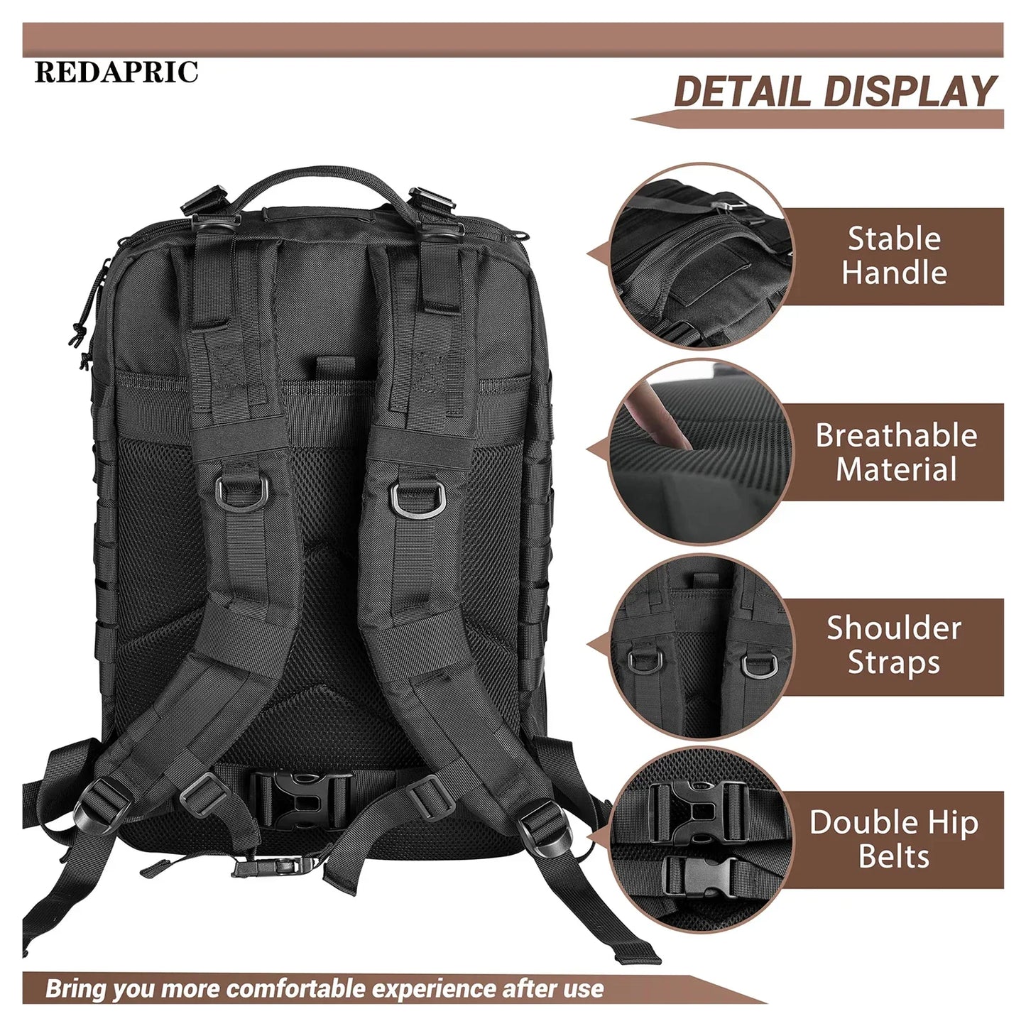 Mochilas tácticas para hombre de 45 l, bolsas de viaje Hking, supervivencia, exteriores, paquete de asalto 3P, EDC, paquete Molle para senderismo, bolsa de caza