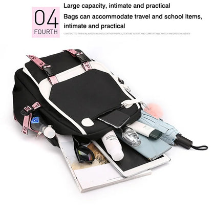 Mochila Estudiante De Secundaria Mochilas Kawaii Unicornio Diseño Mochilas Escolares Carga USB Bagpack Lindo Bolso Anime Mochila Escolar.