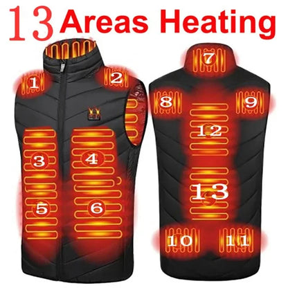 Chaleco calefaccionado de 9/13 áreas para hombre y mujer, chaqueta calefactable de invierno con USB, chaleco térmico con calefacción automática, chaqueta de plumón calefactora, chaleco Warmte.Envío 0.00 $.