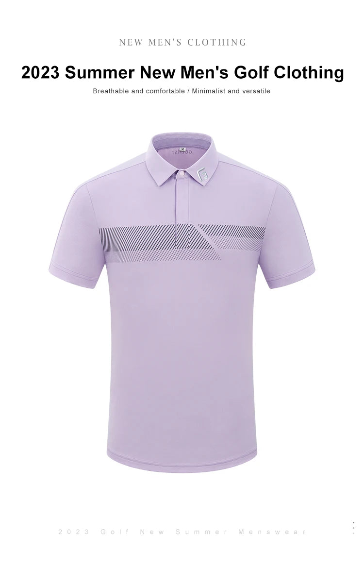 Camisas de golf para hombre, ropa de marca, transpirables, de secado rápido, de manga corta, para golfistas, cuello vuelto