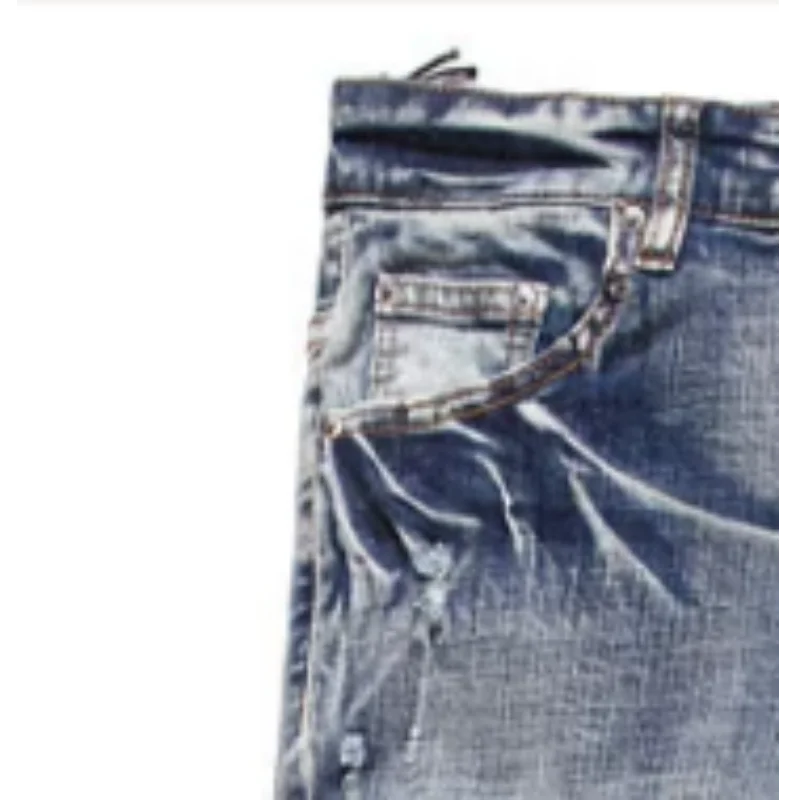 Pantalones Vaqueros para Hombre con Parches Rotos y Corte Ajustado | Estilo 3D y Versátil | Envío Gratis | NoEnName_Null | **FLIPISHOP.COM**