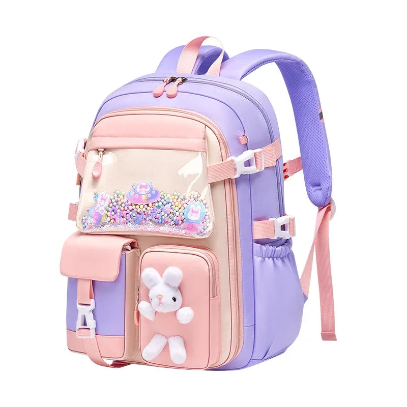 Mochila escolar primaria para niñas, bonita mochila para estudiantes, gran capacidad, impermeable, con apertura lateral, para niños, mochila para libros