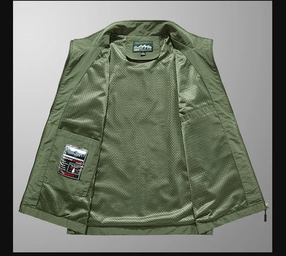 Chaleco de pesca para hombre, de talla grande 7XL 8XL, de secado rápido, para exteriores, para caza, viajes, gimnasio, jogging, deporte, sin mangas, chaqueta de malla