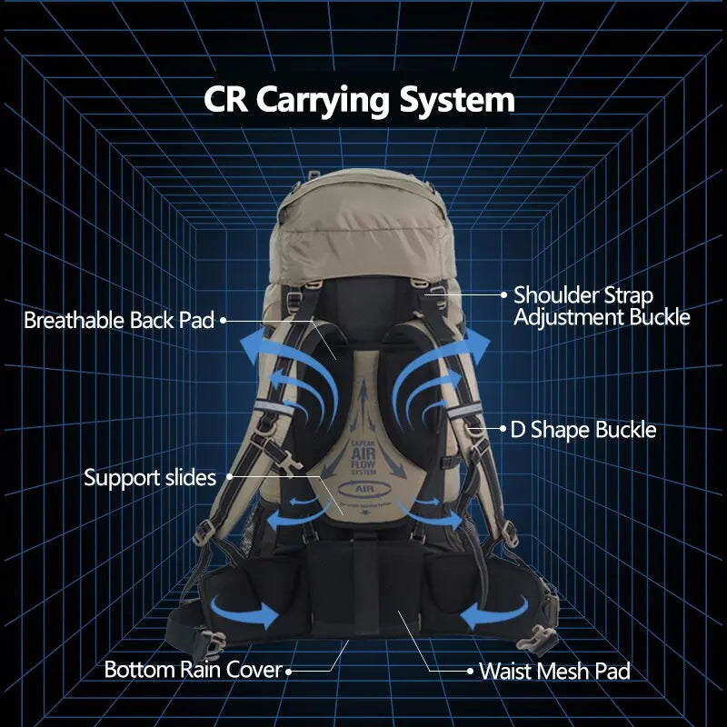 Mochila de camping Naturehike 70L Bolsas de senderismo ergonómicas de gran capacidad para hombre con cubierta para la lluvia Mochilas de trekking de viaje al aire libre