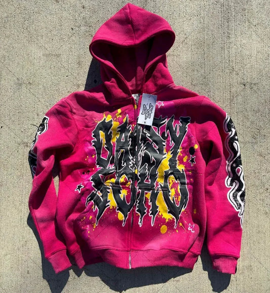 Sudadera con capucha holgada y versátil Moda-2024-con estampado de tendencia gótica punk para hombre y mujer, nueva sudadera de hip  hop.