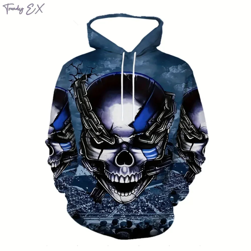 Sudadera para Hombre con Estampado 3D de Calaveras | Moda Urbana de Calle con Capucha y Bolsillo | Envío Gratis en **FLIPISHOP.COM**