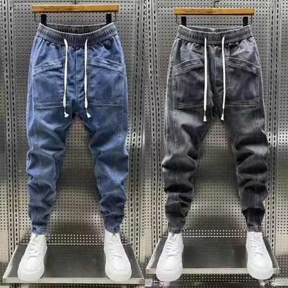 Pantalones, Vaqueros Denim Casual Cintura Elástica Jeans Moda 2024 Nueva Primavera Otoño Hombre.