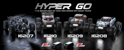 Coche teledirigido MJX Hyper Go 16210 sin escobillas, alta velocidad, 4x4, control remoto, todoterreno, camión de ruedas grandes, coches teledirigidos para adultos, Monster Truck, Envío 0.00 $.