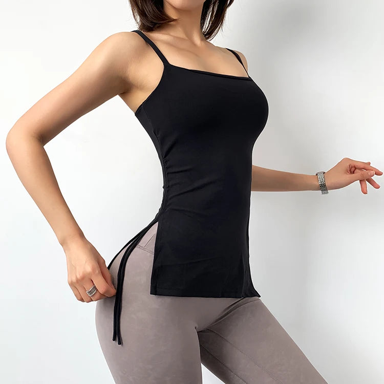 Camiseta deportiva para mujer, para correr, fitness, acolchada, plisada, para hacer yoga, con aberturas laterales, para correr y hacer ejercicio, ropa de gimnasio.