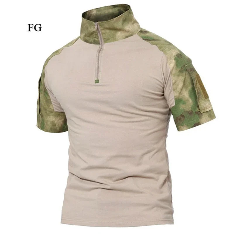 Camisetas tácticas para hombre, camisetas deportivas para exteriores, camisetas militares de secado rápido, camisa de manga corta, senderismo, caza, ropa de combate del ejército para hombre, transpirable