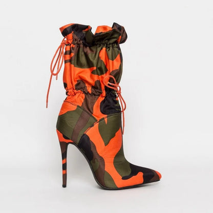 Botas de Mujer **FLIPI FULL 3D** Moda Versátil 2025 | Tacón Alto Camuflaje Tiro Medio, Tallas Grandes (43) | Envío Gratis **FLIPISHOP.COM**