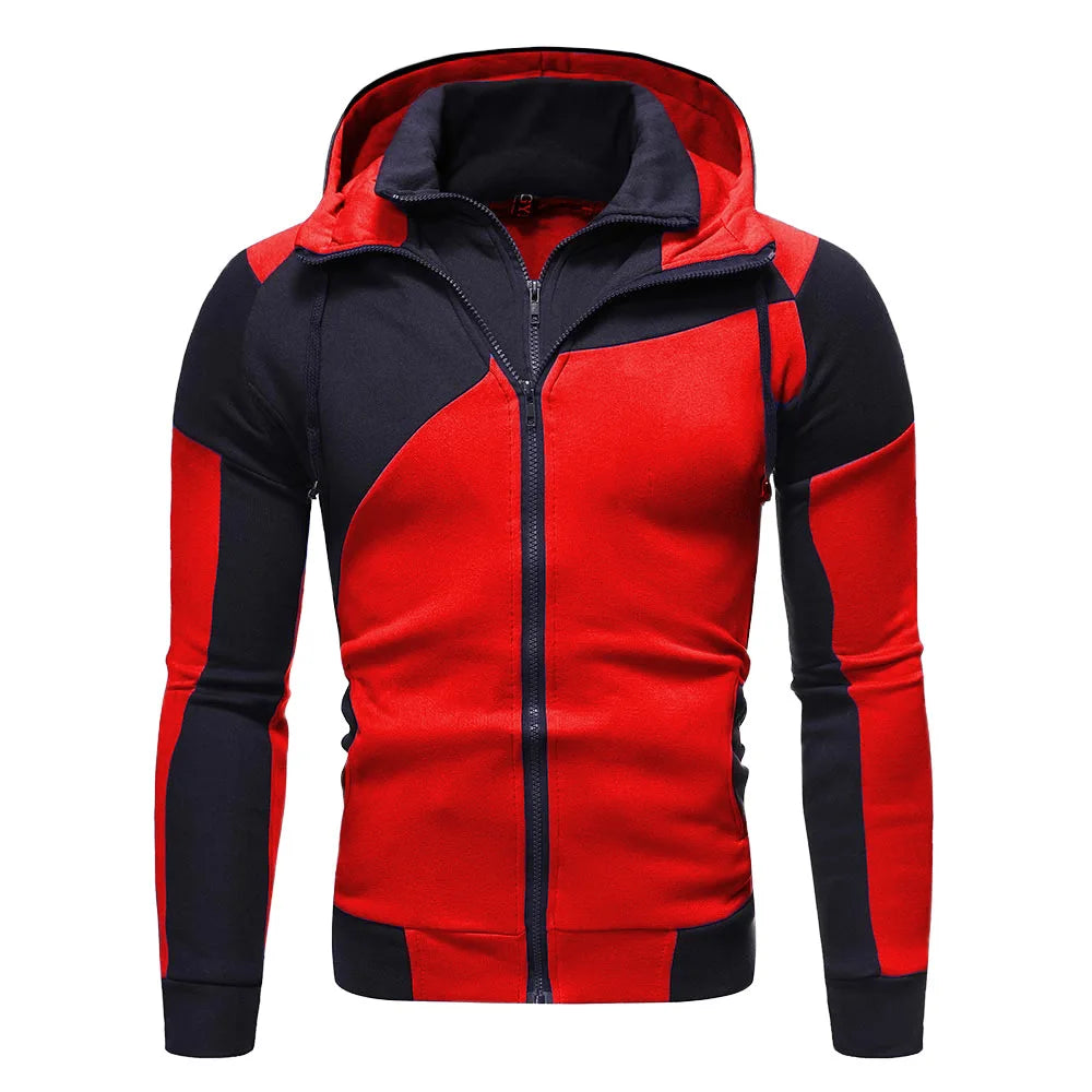 Sudaderas con capucha para hombre Chaqueta slim fit con capucha con cremallera Abrigos de patchwork Hombre Solid Thicken Sudadera cálida Ropa casual al aire libre para hombre Tops