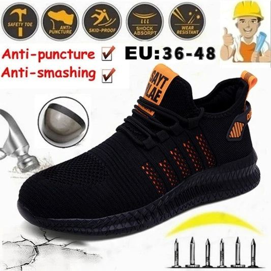 Zapatos de seguridad con punta de acero para trabajo al aire libre para hombres, botas de seguridad cómodas y transpirables, zapatos deportivos para hombres, zapatos de senderismo, Envío 0.00 $.