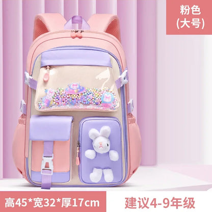 Mochila escolar primaria para niñas, bonita mochila para estudiantes, gran capacidad, impermeable, con apertura lateral, para niños, mochila para libros