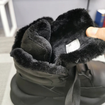 Botas de nieve de invierno para hombre, botas retro con cordones de cuero de vaca natural, botas cálidas de cuero genuino para citas diarias y fiestas para mujer, Envío 0.00 $.