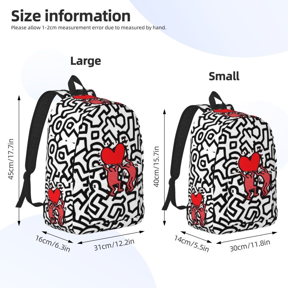 Mochilas de lona con 6 figuras de bailarinas de Haring para estudiantes universitarios y escolares, aptas para portátiles de 15 pulgadas, bolsos geométricos con grafitis de rap