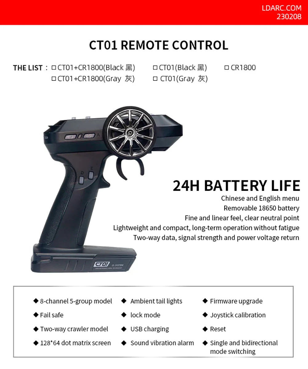 Coches Mini Drifting-LDARC CT01 2.4GHz 8-Channel Control Remoto Profesional Pantalla LCD en inglés y chino para barco de coche modelo RC, Envío 0.00 $.