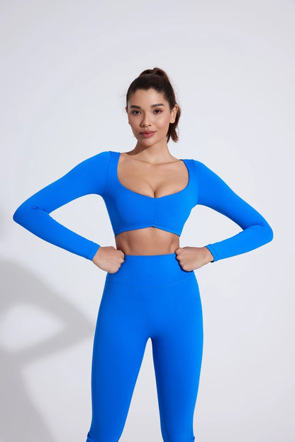 Top Camisas de Manga Larga para Mujer Yoga Deportes Fitness Ropa de Gimnasio Tops de Entrenamiento