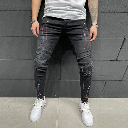 Pantalones Vaqueros Pintados para Hombre | Moda Primavera-Verano | Desgastados y Con Agujeros | REVIVAL FITNESS | Envío Gratis | **FLIPISHOP.COM**