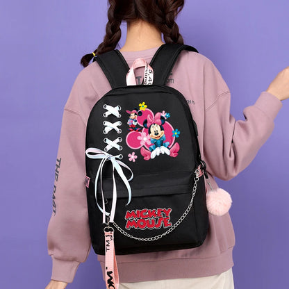 Mochila Disney Mickey Mouse, mochila escolar para niñas, mochila escolar Kawaii para estudiantes, mochila de regreso a la escuela con dibujos animados, mochila de anime para niños