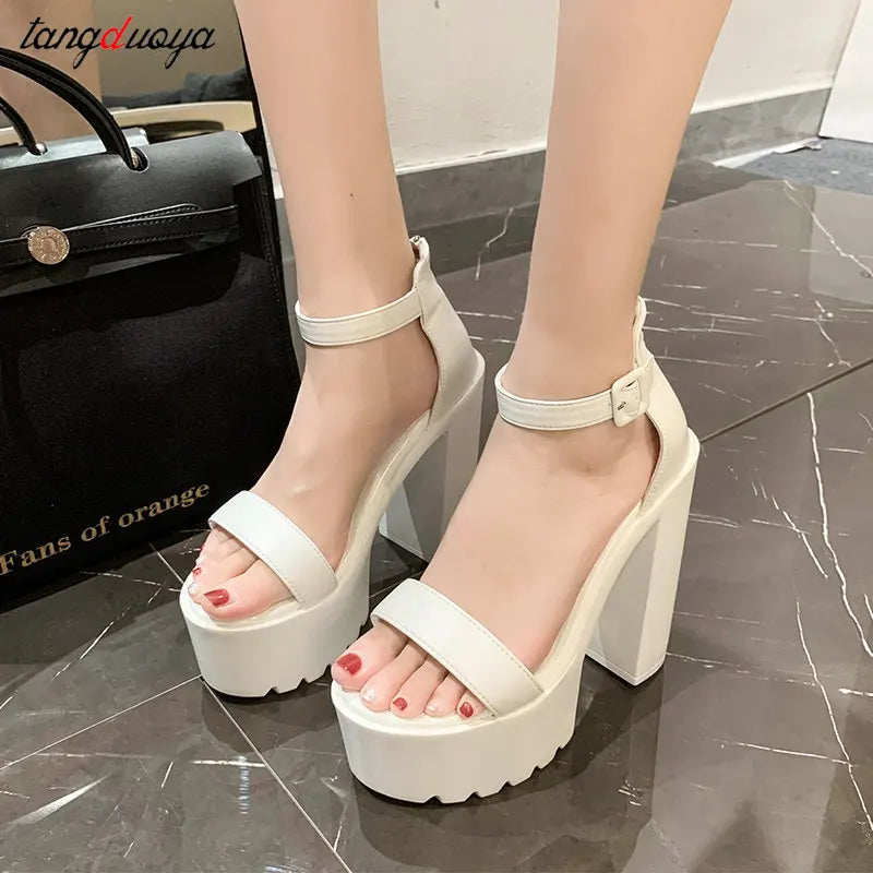 Sandalias elegantes de tacón para mujer, verano 2024, plataforma, tacones altos, tendencia de mujer, sandalias de punta abierta de moda para ocio, zapatos de fiesta