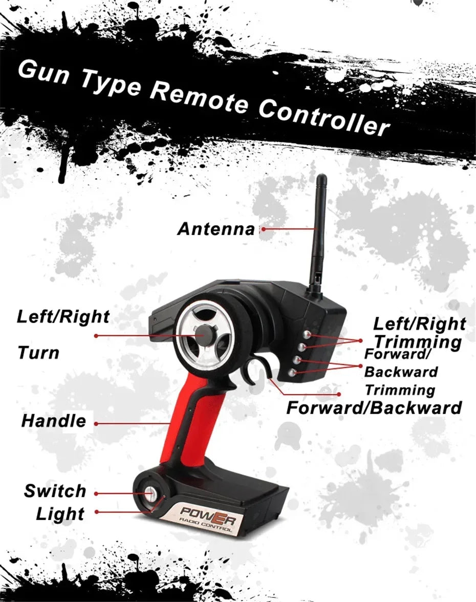 Coche de control remoto con tracción en las cuatro ruedas Cargador Juguetes eléctricos Mini coche de carreras Relación 1:28 Vehículo todoterreno de alta velocidad, Envío 0.00 $.