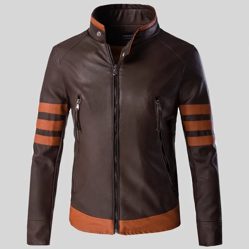 Chaqueta de cuero con cremallera para hombre Wolverine Casual PU Leather Locomotive Coat Chaqueta Bomber Slim Coats Plus Size 5XL-M2024 Otoño .