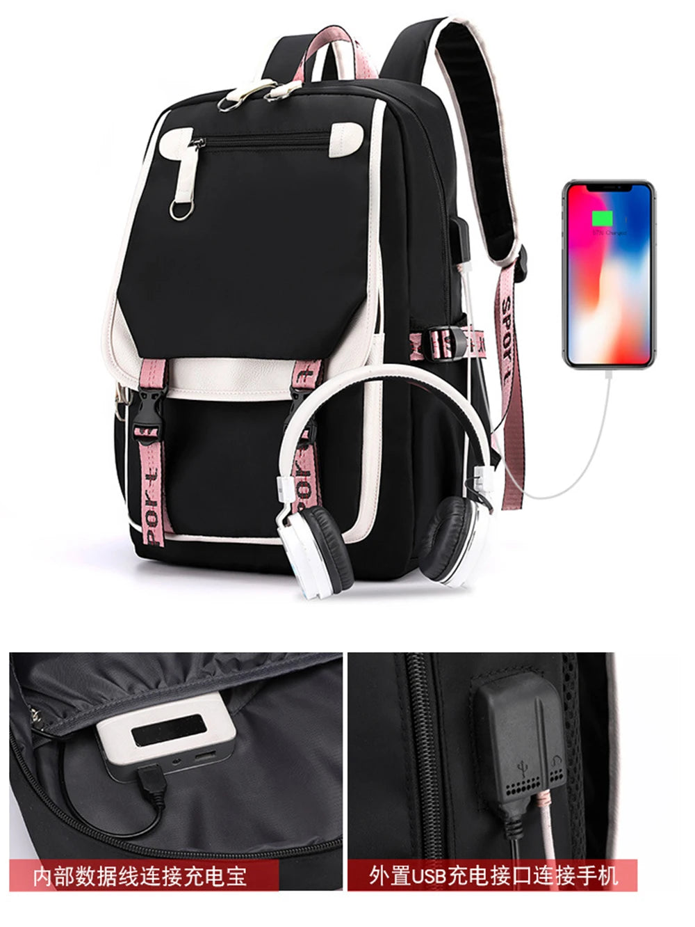 Mochila Estudiante De Secundaria Mochilas Kawaii Unicornio Diseño Mochilas Escolares Carga USB Bagpack Lindo Bolso Anime Mochila Escolar.