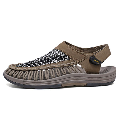 Sandalias clásicas de marca para hombre, sandalias de cuero genuino de verano para hombre, sandalias ligeras informales para exteriores, zapatillas de deporte de moda para hombre, talla 38-47, Envío 0.00 $.