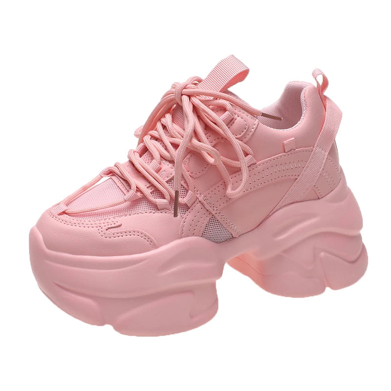 Zapatillas Mujer Plataforma Alta 2023 | Deportivas Elegantes Rosa/Blanco | Talla 34 Envío Gratis en FLIPISHOP.COM