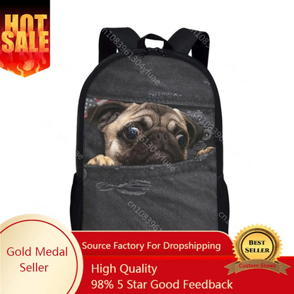 Mochilas Escolares Para Niños Niñas Lindo Perro Pug Estampado Niños Mochila Infantil Mochila Niños Mochila Mochila Mochila Escolar