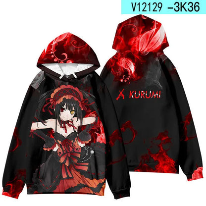 Sudadera con Capucha 3D de Date A Live | Inspirada en Tokisaki Kurumi | Ropà Moderna para - 2025  | Envío Gratis en **FLIPISHOP.COM**