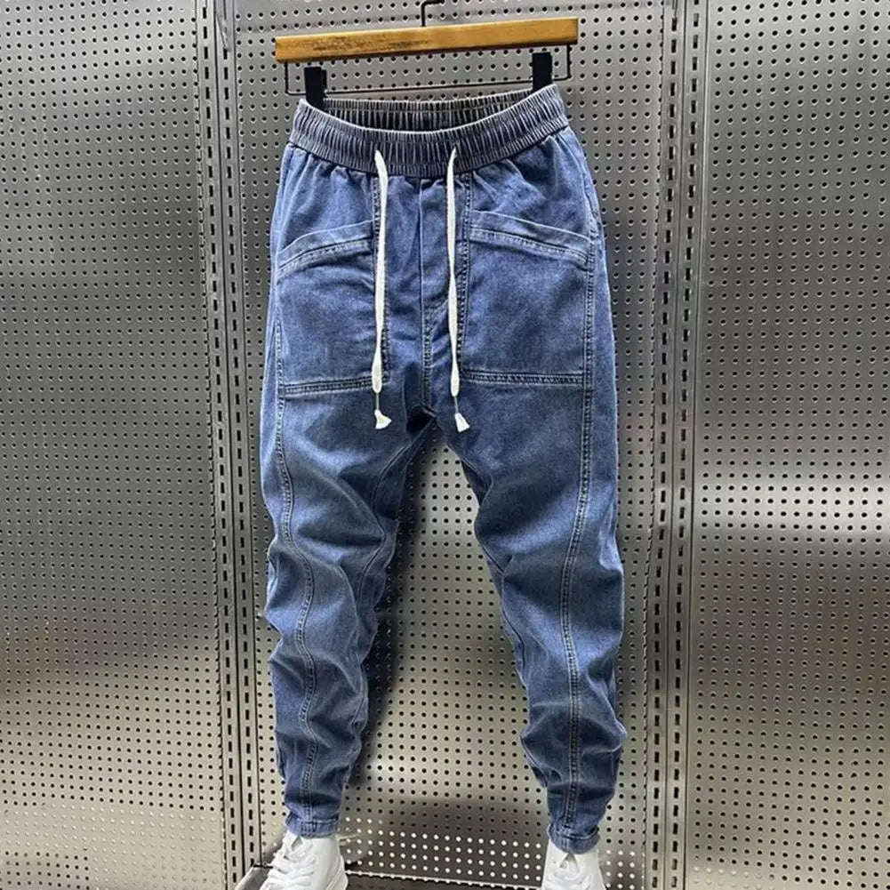 Pantalones, Vaqueros para hombre Moda casual Jogger Harem Pantalones de mezclilla Hip Hop cintura elástica Vaqueros con estampado de letras Pantalón masculino 2024 primavera nuevo