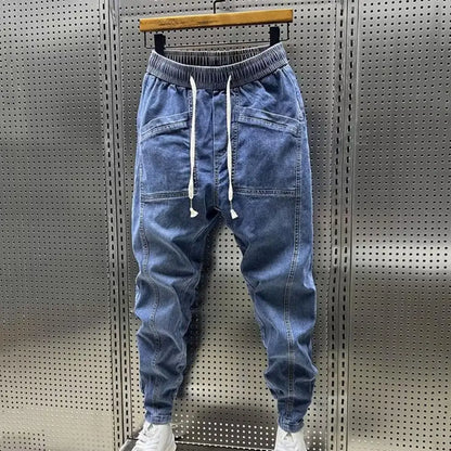 Pantalones, Vaqueros para hombre Moda casual Jogger Harem Pantalones de mezclilla Hip Hop cintura elástica Vaqueros con estampado de letras Pantalón masculino 2024 primavera nuevo