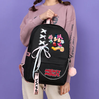 Mochila Disney Mickey Mouse, mochila escolar para niñas, mochila escolar Kawaii para estudiantes, mochila de regreso a la escuela con dibujos animados, mochila de anime para niños