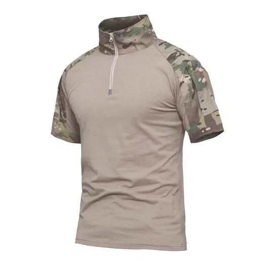 Camiseta táctica militar de verano para hombre, camisetas de algodón de camuflaje de manga corta, ropa para paintball, acampada, escalada y senderismo