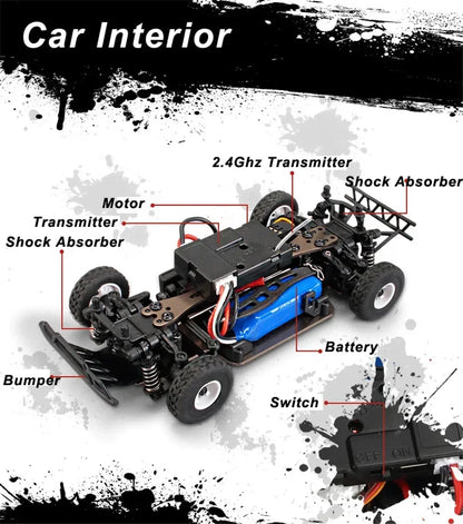 Coche de control remoto con tracción en las cuatro ruedas Cargador Juguetes eléctricos Mini coche de carreras Relación 1:28 Vehículo todoterreno de alta velocidad, Envío 0.00 $.