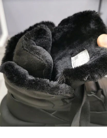 Botas de nieve de invierno para hombre, botas retro con cordones de cuero de vaca natural, botas cálidas de cuero genuino para citas diarias y fiestas para mujer, Envío 0.00 $.