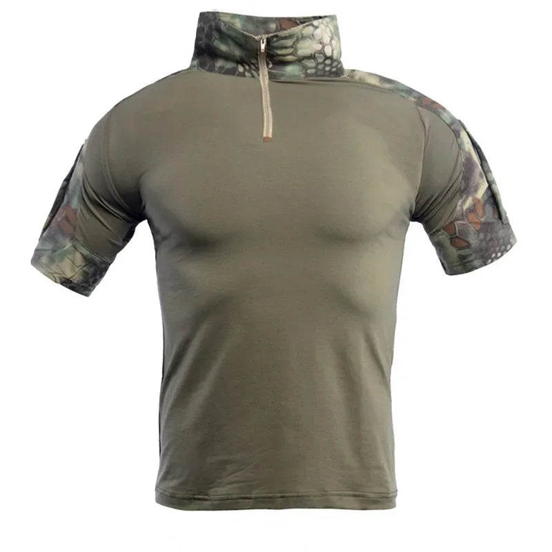 Camisetas tácticas para hombre, camisetas deportivas para exteriores, camisetas militares de secado rápido, camisa de manga corta, senderismo, caza, ropa de combate del ejército para hombre, transpirable