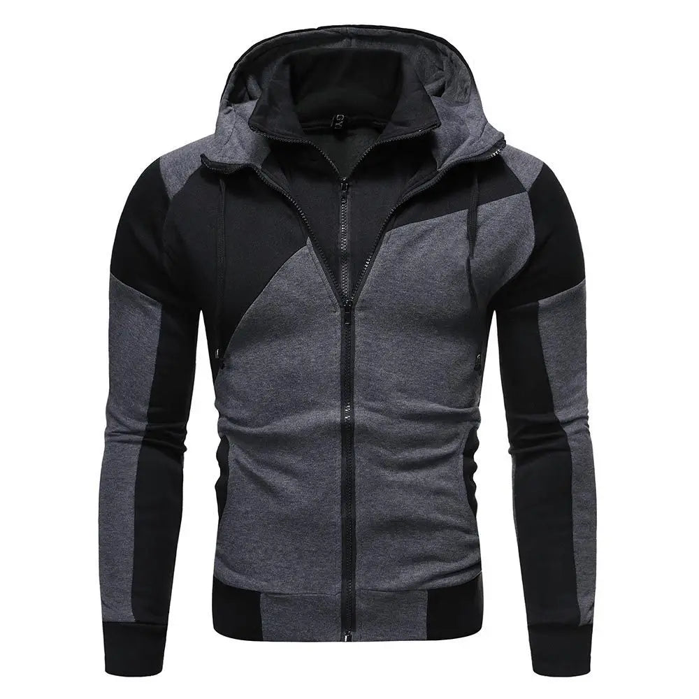 Sudaderas con capucha para hombre Chaqueta slim fit con capucha con cremallera Abrigos de patchwork Hombre Solid Thicken Sudadera cálida Ropa casual al aire libre para hombre Tops