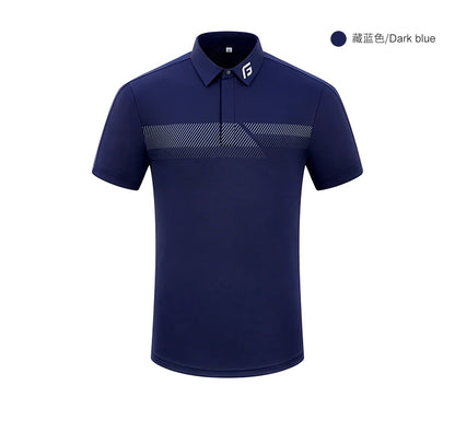 Camisas de golf para hombre, ropa de marca, transpirables, de secado rápido, de manga corta, para golfistas, cuello vuelto