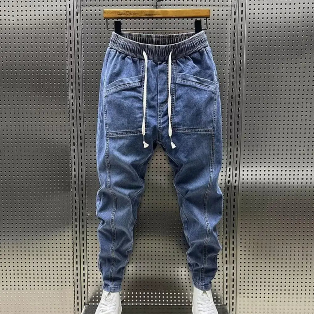 Pantalones, Vaqueros para hombre Moda casual Jogger Harem Pantalones de mezclilla Hip Hop cintura elástica Vaqueros con estampado de letras Pantalón masculino 2024 primavera nuevo